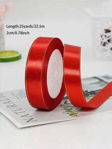 1 PC Multicolor Gift Wrapping DIY Crafts Bow Making Hair Accessories Double Gold Edge Satin Ribbon Wedding Party Holiday Decoration Supplies Handmade Material Event Decor Ribbons - red - View 21
