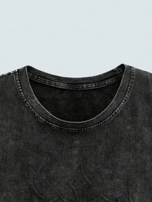 Modcrash 男士复古做旧无袖T恤，酸洗细节，适合日常休闲穿着，春夏，Emo风格，2000年代风格，复古美式，男女皆宜，宽松版型夏季服装——适合日常穿着和夏季度假服装。 - 黑色 - 查看 3