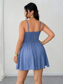 Elenzga 大码性感优雅露肩露背沙滩度假连衣裙 - 藍色 - 查看 6