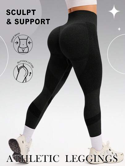 Rhythm Era 大码女式纯色高腰显瘦运动紧身裤