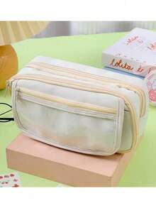 1个装 黑色超耐脏铅笔盒 可爱熊猫图案铅笔盒 学生党热销 大容量透明铅笔盒收纳袋 新款男女生铅笔盒 中小学生高颜值铅笔盒 - 彩色 - 查看 12