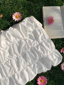 Comfortcana Women's Solid Color Pleated Fashionable Vacation Skirt - White - View 3