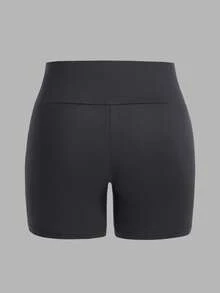 SHEIN EZwear 4件組休閒極簡運動套裝，短版高腰緊身內搭褲適合夏季，大尺碼女款瑜珈褲休閒短褲 - 彩色 - 查看 11