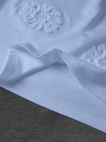 STYNVO 加大码男士休闲日常毛巾刺绣短袖T恤 - 淺藍色 - 查看 3