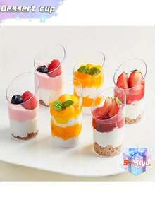 50/40/30/20/10 透明塑料杯、斜角杯、透明布丁杯、果冻杯、冰淇淋杯、甜点杯、迷你开胃菜杯，适用于派对、婚礼、餐饮、冰淇淋、布丁和食物容器、厨房用品 - 彩色 - 查看 1