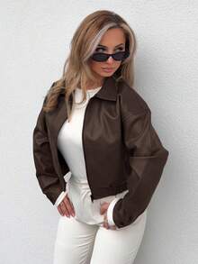 Jeta Ari Spring New Vintage Leather Jacket Short Women Regular Jacket For Valentine's Day,Fall Clothes - Brown - View 6