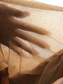 MaterniChic Elegant Maternity Champagne Summer Pregnant Women's Shiny Pleated Fitted Dress Luxury Party Photoshoot Formal Wedding Baby Shower - Khaki - View 8