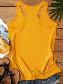 EMERY ROSE 大码女士休闲简约露背背心，黄色，适合夏季穿着 - 黃色 - 查看 2