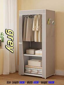 1PC Space Saving Wardrobe With Dust Cover - A Large Capacity, Multi-Color, Easy To Assemble Clothing Storage Rack Suitable For Bedrooms And Living Rooms - Multicolor - View 4