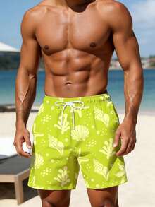 ZELFYO Men's Casual Beach Shorts - Green - View 3