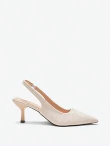 女士春季高跟鞋、时尚百搭工作鞋、法式夏季凉鞋 - 白色 - 查看 7