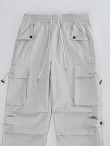 Manfinity Hypemode Men's Casual Versatile Solid Color Cargo Pants - Light Grey - View 4
