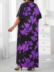 SHEIN Lady 春夏优雅通勤办公波西米亚休闲外出彩色编织缺角舞会礼服一件式袖贴花束腰连衣裙卡夫坦长袍短袖大码连衣裙端庄连衣裙阿巴雅长袍办公连衣裙 - 彩色 - 查看 2