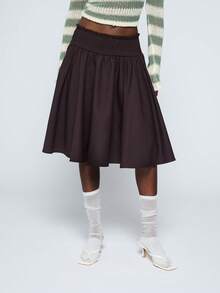 COUREZ VOLUME MIDI SKIRT WITH SHIRRED WAISTBAND - Brown - View 4