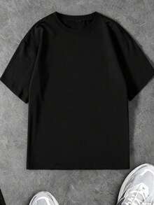 Coolqubz Teen Boys Summer Street Round Neck Pullover AB Side Exaggerated Print Short Sleeve T-Shirt - Black - View 3