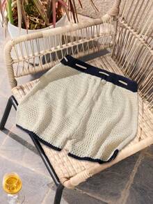 Manfinity Swimmode Quần short nam dệt kim phối màu, quần short mùa hè, quần short móc len, quần short thiết kế Nhật Bản, quần short đi biển nam, bộ hai mảnh dệt kim, quần short nam thoải mái, quần short mùa hè cho nữ, quần short dệt kim, quần short gân, quần short nam, quần short nữ mùa hè - Màu be - Xem 2