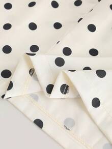 Franclia 女士优雅波点印花裹身式腰部褶皱纽扣装饰修身长裙，适合春夏外出和约会 - 彩色 - 查看 6