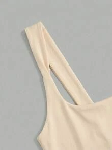 SHEIN EZwear 3件套女士休闲简约纯色方领露脐背心，适合夏季日常通勤 - 彩色 - 查看 5