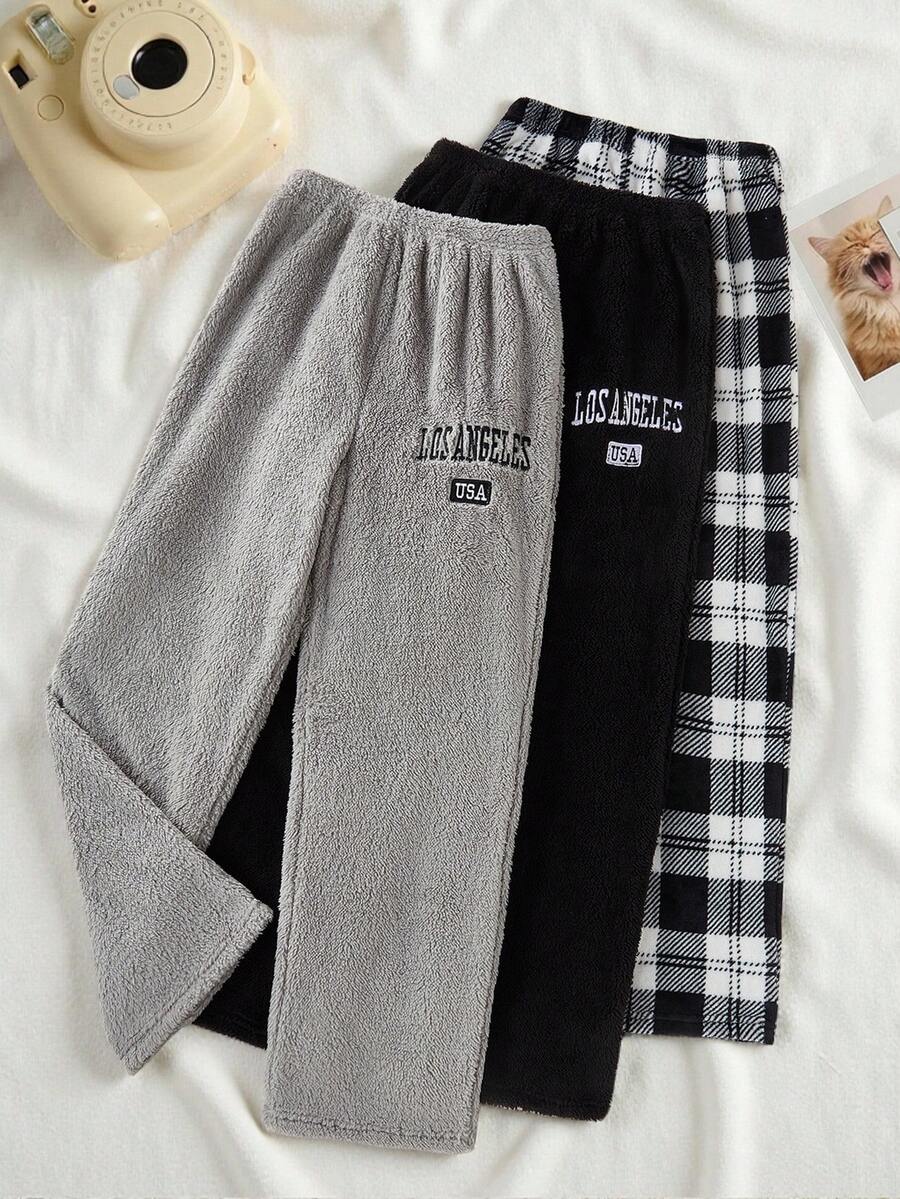Lowkey Lull 3件套女士毛绒休闲蓬松裤，秋冬服装，舒适保暖 - 彩色 - 查看 1