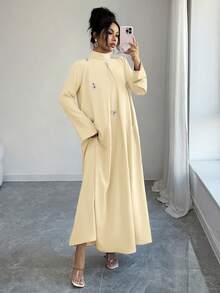 Yasmyna Women's Solid Color Minimalist Everyday 3D Decor Arabic Style Dress - Yellow - View 6