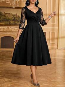 SHEIN Lady Black Dress Holiday Dresses For Women Vacation Dress - Black - View 5