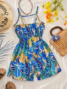 Tween Girls' Vacation Floral Print Jumpsuit - Multicolor - View 2