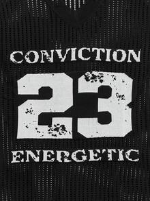 Modcrash Men's Sleeveless Letter Graphic Minimalist Casual Knitted Vest - Multicolor - View 3