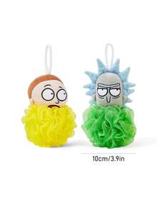 Rick and Morty X SHEIN 可爱的沐浴刷、沐浴海绵和超柔软的泡沫网，采用趣味十足的超大设计，配有挂绳，适合沐浴使用。 - 彩色 - 查看 3