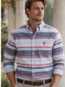 CAMISA MANGA LARGA POPLIN DE RAYAS - Negro - Ver 1