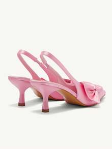 CUCCOO CHICEST Women High Heel Pumps Bow Decor Pointed Toe Slim Heel Slingback Slingback Fashionable Stylish Pink High Heels Spring Shoes Spring Break Easter Prom Heels For Christmas Elegant Shoes Wedding Shoes Spring Shoes Bride Shoes - Pink - View 6