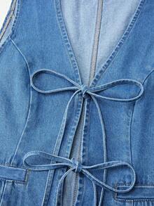 GlowEve CURVE 大码女式春夏水洗系带牛仔背心 - 中等水洗藍 - 查看 7