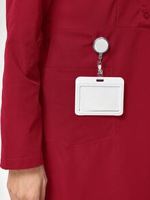 TaskEZ Button Front Pocket Scrub Uniform Set - Burgundy - View 6