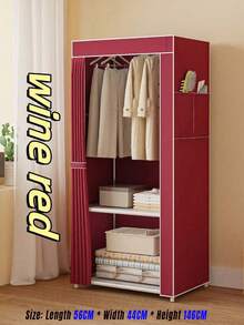 1PC Space Saving Wardrobe With Dust Cover - A Large Capacity, Multi-Color, Easy To Assemble Clothing Storage Rack Suitable For Bedrooms And Living Rooms - Multicolor - View 3