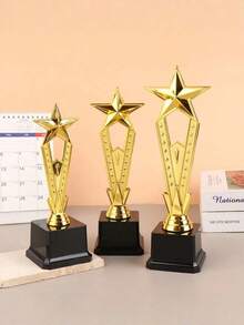 1个金色奖杯星形塑料奖杯工艺纪念品歌舞比赛奖励奖杯学校奖励用品 - 彩色 - 查看 3