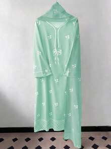 GlowEve New Spring/Summer Women's Fashion Casual Butterfly Print Long Sleeve Robe Dress With Matching Shawl, 2 Pieces Set - Multicolor - View 3