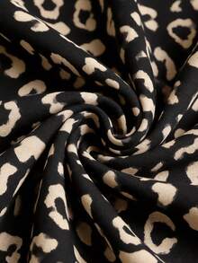 SHEIN Clasi 休闲简约豹纹图案黑色连体裤，适合春夏度假穿着 - 彩色 - 查看 3