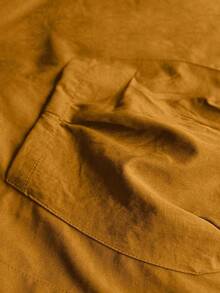 SHEIN LUNE Plus Size Casual Hooded Long Jacket With Large Pockets - Yellow - View 5