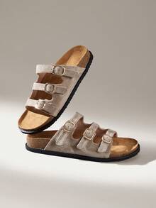 Solecia Dép xỏ ngón nữ màu đen cổ điển, kiểu dáng thường ngày, thích hợp cho kỳ nghỉ/đi biển, đa năng, cài một nút. - Xám - Xem 2