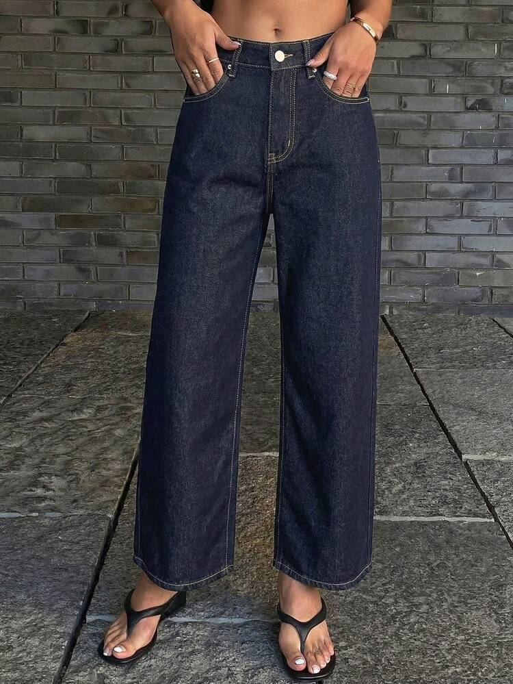 Women's Straight Leg Cropped Casual Jeans