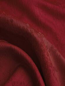 Franclia Vestido elegante de satén jacquard rojo con botones delanteros para celebración de Año Nuevo - Burdeos - Ver 5