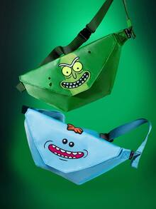 Rick and Morty X SHEIN 1. 卡通图案印花装饰腰包，斜挎包，小巧便携，适合旅行、通勤、外出等场合，适合学生、男女皆宜。Mr. Mission Must Reach - 藍色 - 查看 3