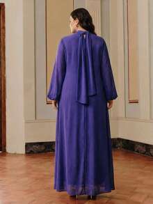 Anewsta Plus Size Women Long Dress Middle East Style Embroidered Robe, Mother's Day Gift Fall - Purple - View 5