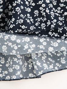 Olithes 女士随机印花极简休闲半身裙 - 藏蓝色 - 查看 4