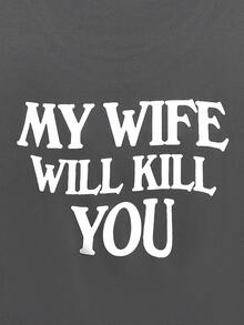 Modcrash Men's Casual Street Slogan Print Short Sleeve T-Shirt, Summer - Grey - View 5