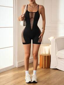 Slayform Seamless Sports Jumpsuit, Sexy Hollow-Out Jumpsuit, Sports Unitard - Black - View 6