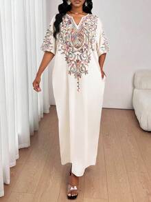 SHEIN Lady Đầm nữ cổ chữ V không tay, có túi, họa tiết hoa, kiểu dáng đi nghỉ mát. - Nhiều màu - Xem 7