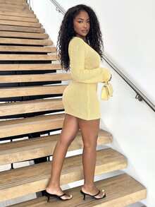 Alexandranx CUT OUT METAL DECOR COVER UP DRESS FOR SUMMER BEACH VACATION - Yellow - View 3