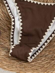 Swim Chiccia Bộ bikini hai mảnh cổ yếm mùa hè dành cho nữ, thích hợp cho kỳ nghỉ biển. - màu nâu - Xem 5