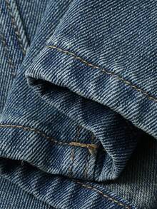FRIFUL Women's Solid Color Twist Pocket Casual Jeans - Blue - View 6