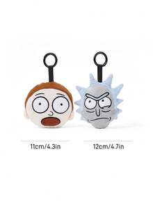 Rick and Morty X SHEIN 1pc Cute Big Head Keychain, Plush Keychain, Can Be Hung On Bags, Backpacks, And Keys. - Multicolor - View 3